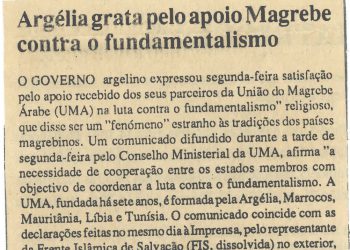 Argelia grata pelo apoio Publicado 21 de Junho de 1995