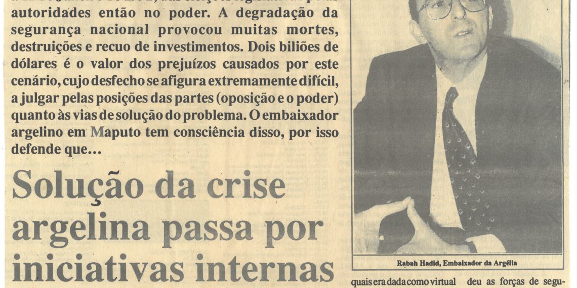 Solução da crise argelina passa Publicado 14 de Janeiro de 1995