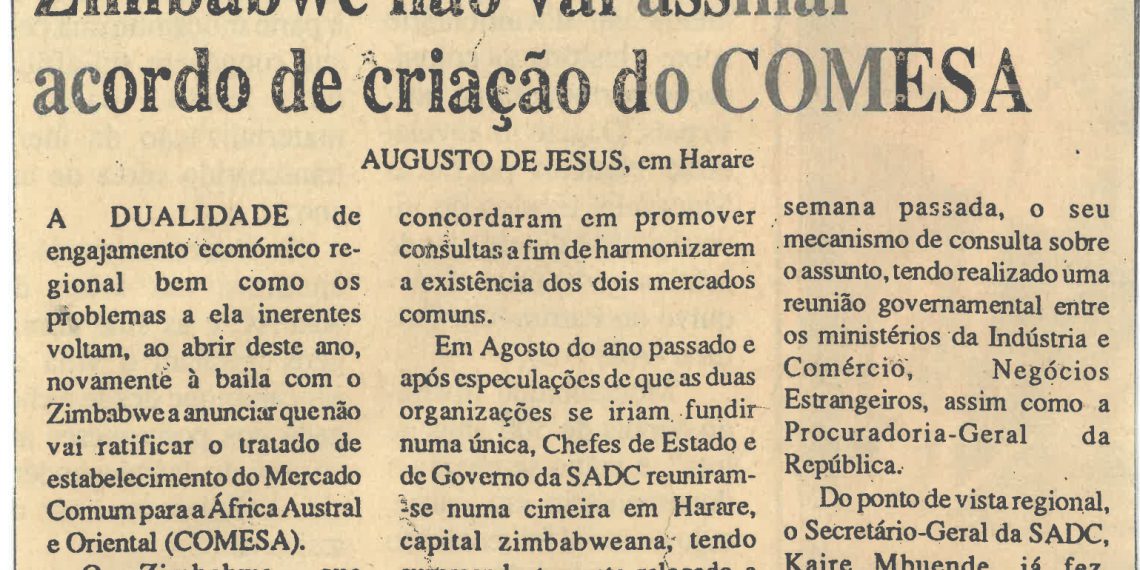 Zimbabwe nao vai assinar Publicado 17 de Janeiro de 1995