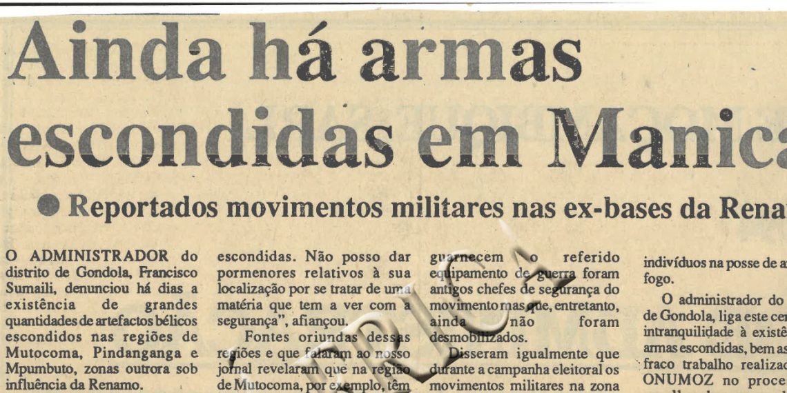 Ainda há armas escondidas em Manica de 20 de junho de 1995
