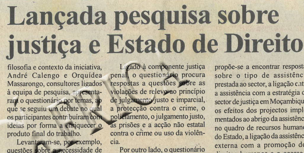 Lançada pesquisa sobre justiça e Estado de Direito de 8 de fevereiro de 2005