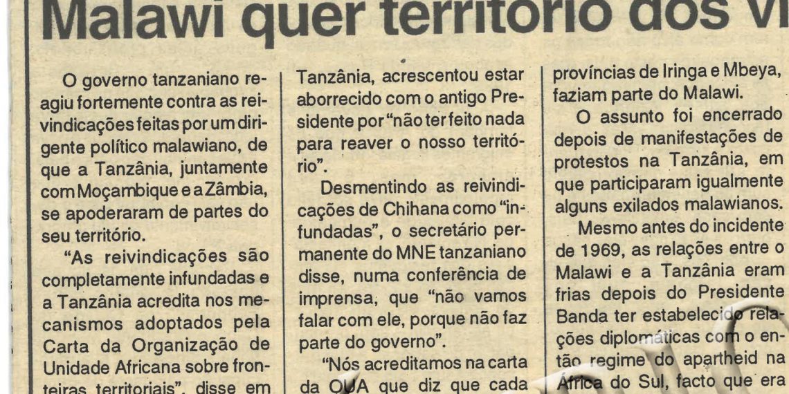 Malawi quer território dos vizinhos 03 de Fevereiro de 1995