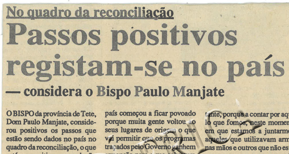 Passos positivos registam-se no pais de 19 de junho de 1995