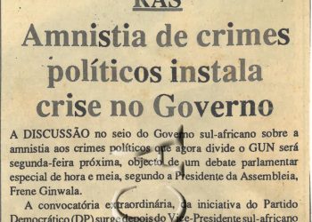 RAS Amnistia de crimes políticos intala crise no Governo 21 de Janeiro de 1995