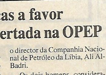Tripoli e Caracas a favor da decisão concertada na OPEP – 20 de Julho de 2000