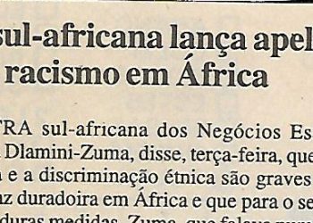 MNE sul-africana lança apelo contra racismo em África – 25 de Janeiro de 2001