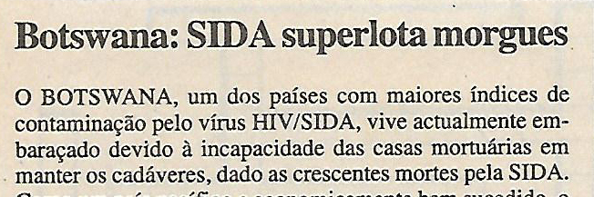 Botswana: SIDA superlota morgues – 31 de Janeiro de 2001