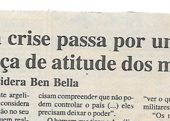 Argélia fim da crise passa por mudança de atitude dos militares – 30 de Janeiro de 2001