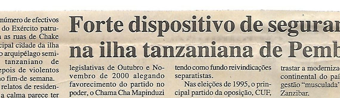 Forte dispositivo de segurança na ilha tanzaniana de Pemba – 30 de Janeiro de 2001