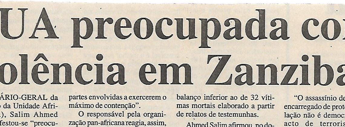 OUA preocupada com violência em Zanzibar – 31 de Janeiro de 2001