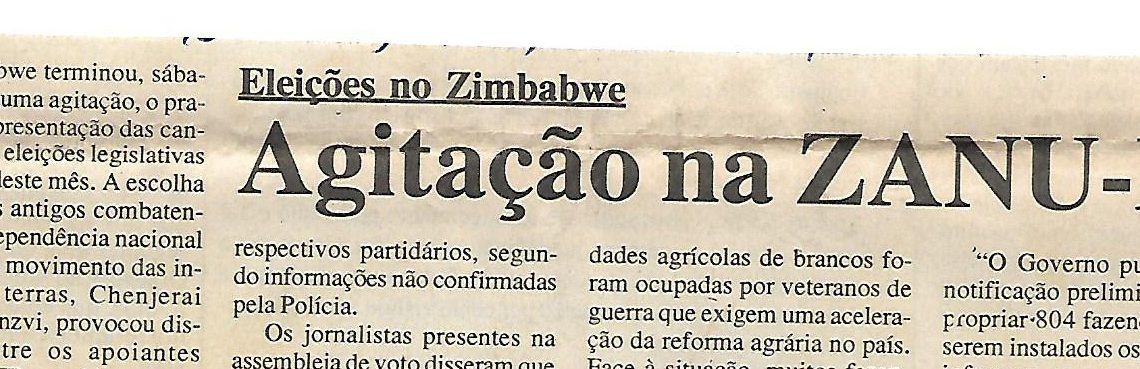 Eleições no Zimbabwe: Agitação na ZANU-FP – 5 de Junho de 2000
