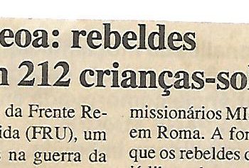 Serra Leoa: rebeldes libertam 22 crianças-soldado – 16 de Março de 2000
