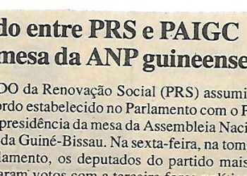 Acordo entre PRS e PAIGC para mesa da ANP guineense – 2 de Fevereiro de 2000