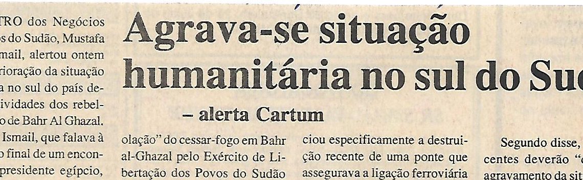 Agrava-se situação humanitária no sul do Sudão – 18 de Julho de 2000