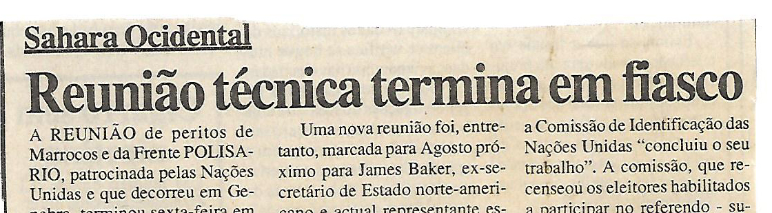 Sahara Ocidental: Reunião técnica termina em fiasco – 24 de Julho de 2000