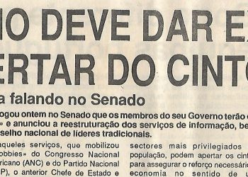 Governo deve dar exemplo no “Apertar do cinto” – Mandela falando no Senado – 15 de Setembro de 1994