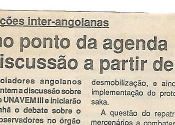 Negociações inter-angolanas: Último ponto da agenda em discussão a partir de hoje – 13 de Setembro de 1994