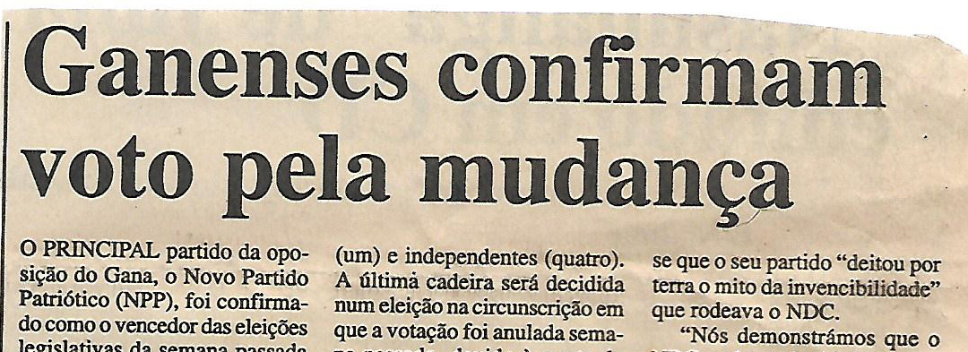Ganenses confirmam voto pela mudança – 13 de Dezembro de 2000