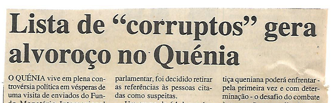 Lista de “corruptos” gera alvoroço no Quénia – 25 de Julho de 2000
