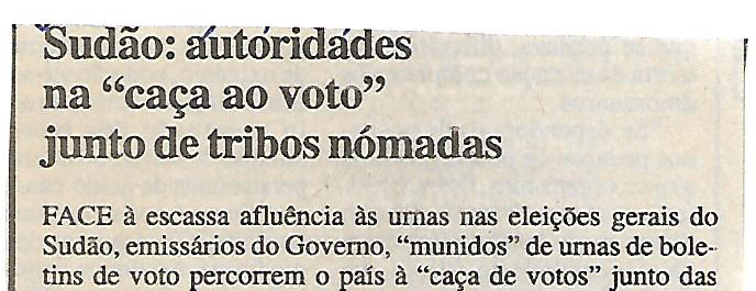 Sudão: autoridades na “caça ao voto” junto de tribos nómadas – 19 de Dezembro de 2000