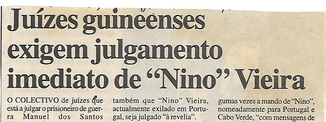 Juízes guineenses exigem julgamento imediato de “Nino” Vieira – 1 de Março de 2000