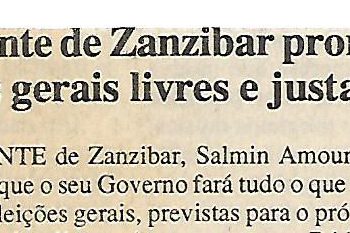 Presidente de Zanzibar promete eleições gerais livres e justas – 21 de Julho de 2000