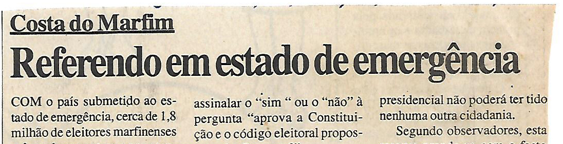 Costa do Marfim: Referendo em estado de emergência – 24 de Julho de 2000