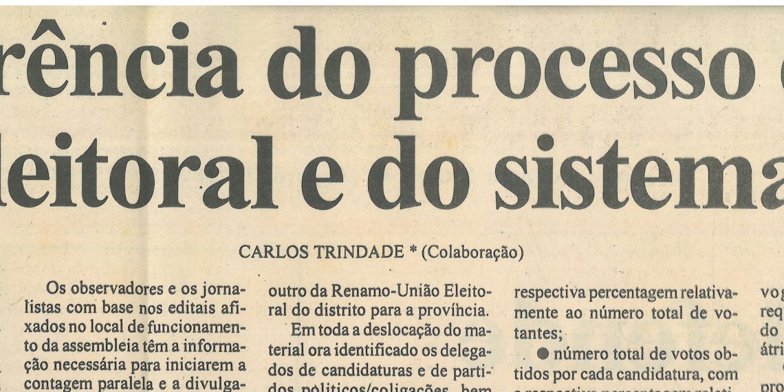 A transparência do processo eleitoral é da Lei Eleitoral e do sistema político – 1 de Janeiro de 2005