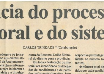 A transparência do processo eleitoral é da Lei Eleitoral e do sistema político – 1 de Janeiro de 2005