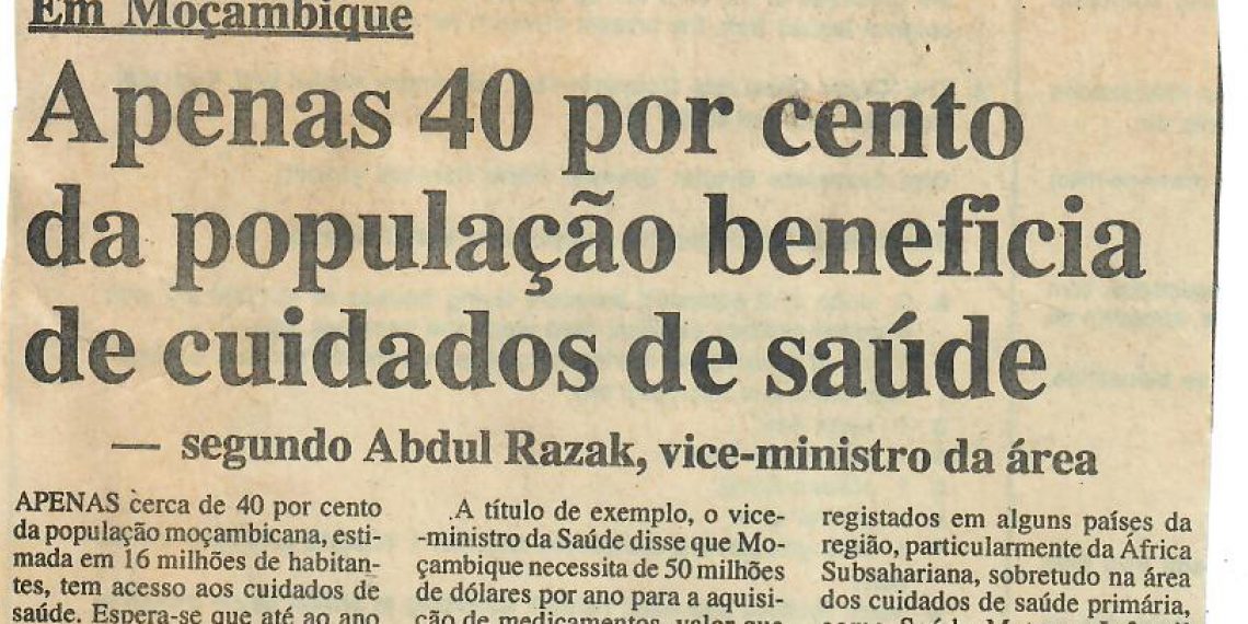 Apenas 40 por cento da população beneficia de cuidados de saúde em Moçambique –  02 de Setembro de 1997