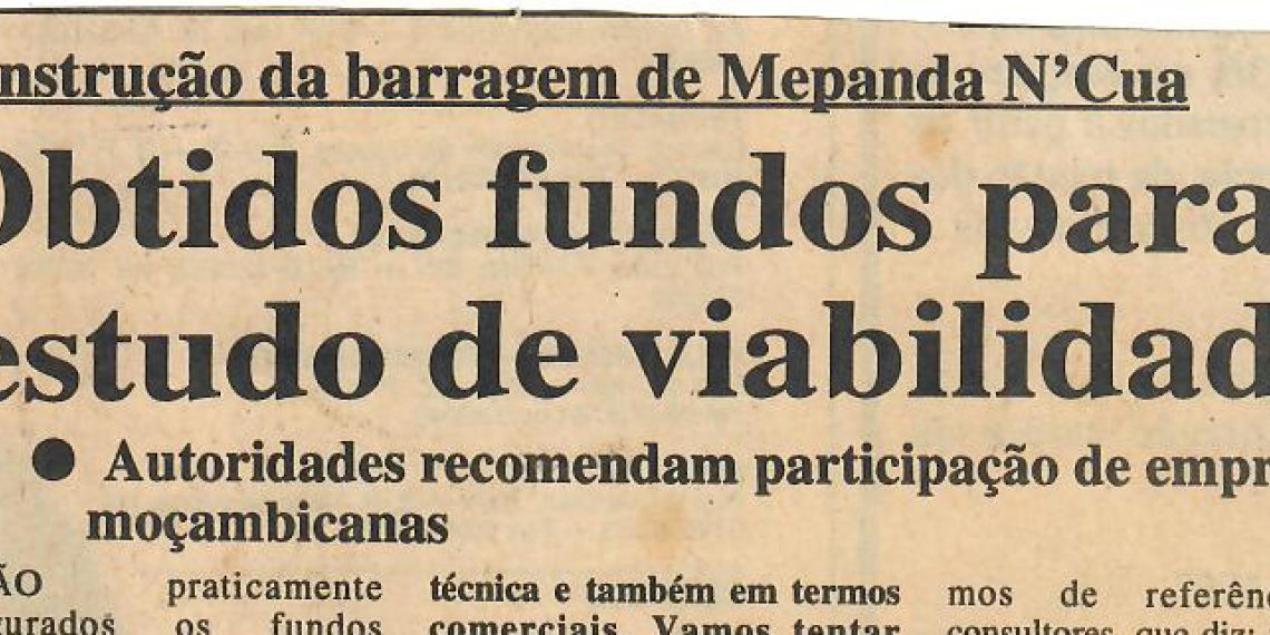Construção da barragem de Mepanda N’Cua: Obtido fundos para estudo de viabilidade – 7 de Julho de 1997
