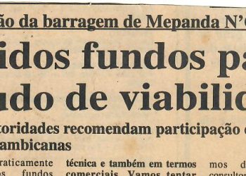 Construção da barragem de Mepanda N’Cua: Obtido fundos para estudo de viabilidade – 7 de Julho de 1997
