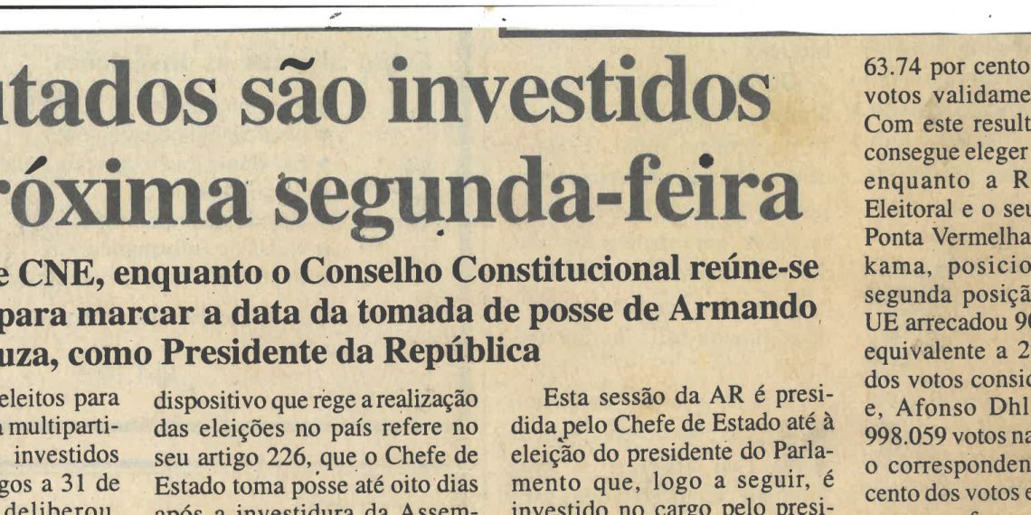 Deputados são investidos na próxima segunda-feira – 24 de Janeiro de 2005