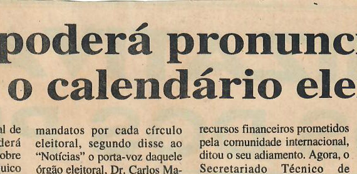 CNE poderá pronunciar-se sobre o calendário eleitoral – 29 de Setembro de 1997