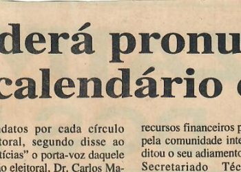 CNE poderá pronunciar-se sobre o calendário eleitoral – 29 de Setembro de 1997