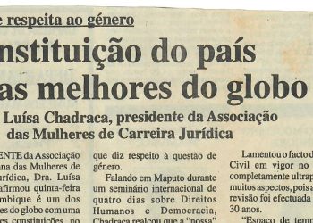 No que respeita ao género: Constituição do país é das melhores do globo – 12 de Abril de 1997