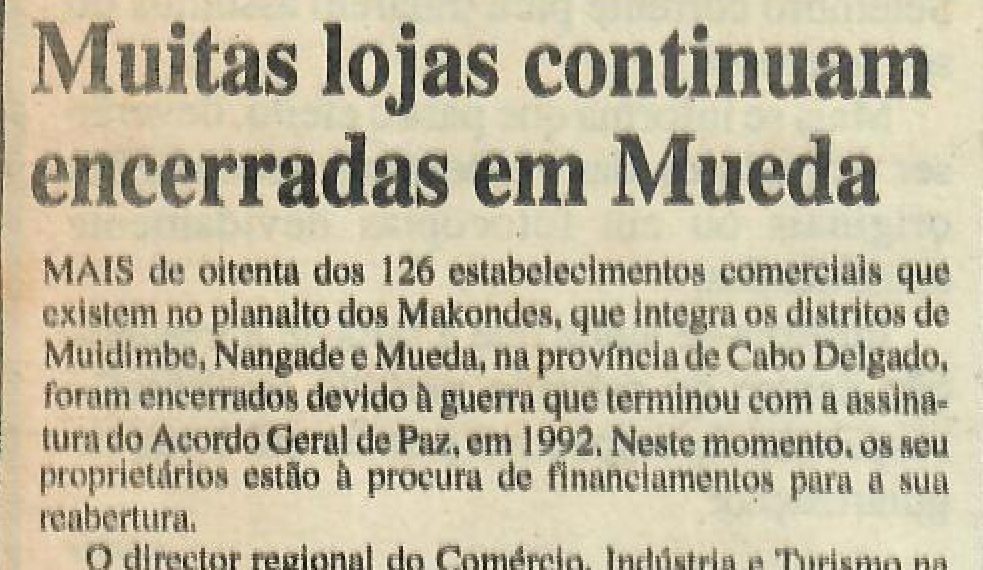 Muitas lojas continuam encerradas em Mueda – 17 de Setembro de 1997