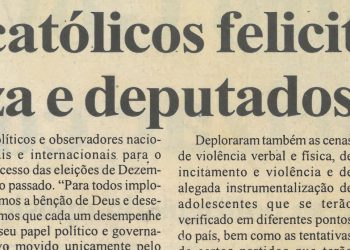 “Bispos católicos felicitam Guebuza e deputados eleitos  – 27 de Novembro de 2005