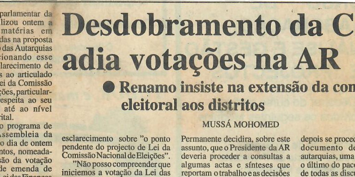 Desdobramento da CNE adia votação na AR – 16 de Abril de 1997