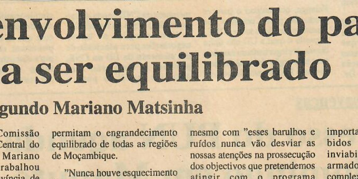 Desenvolvimento do país está a ser equilibrado – 04 de Julho de 1997