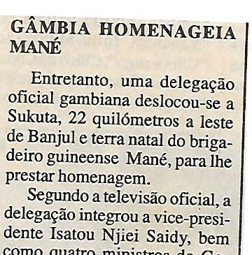 Gâmbia homenageia Mané – 8 de Dezembro de 2000