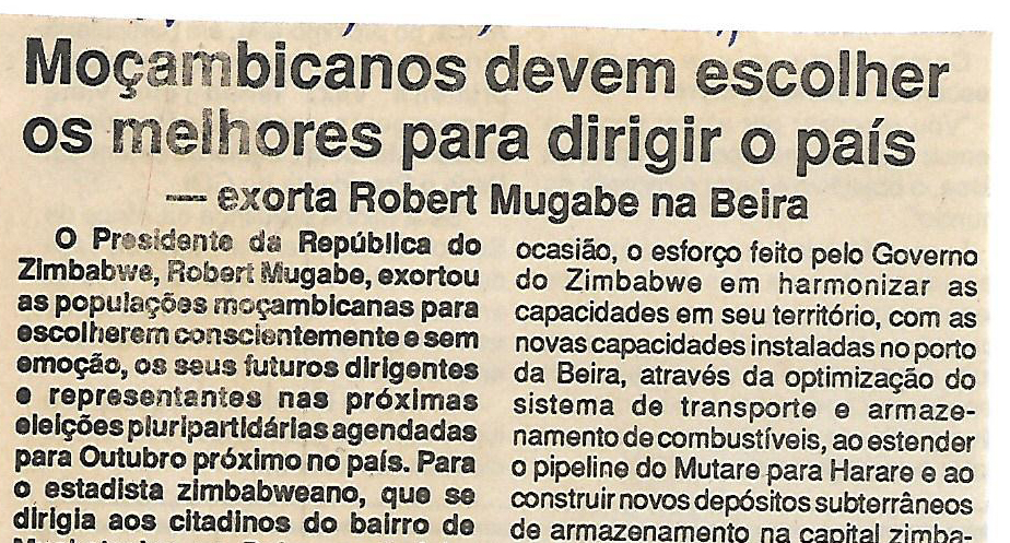 Moçambicanos devem escolher os melhores para dirigir o país – 06 de Setembro de 1994