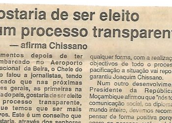 Gostaria de ser eleito num processo transparente – 3 de Setembro de 1994