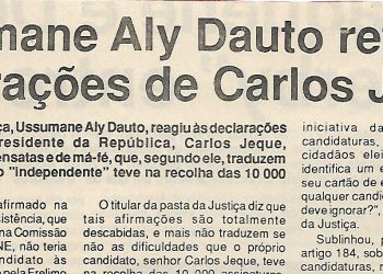 Ussumane Aly Dauto (Ministro da Justiça) refuta declarações de Carlos Jeque – 3 Setembro de 1994