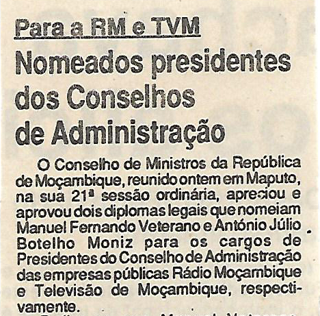 Para a RM e TVM Nomeados presidentes dos Conselhos de Administração – 14 de Setembro de 1994