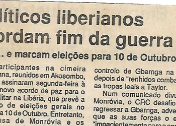 Políticos liberianos acordam fim da guerra – 14 de Setembro de 1994