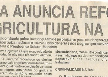 Mandela anuncia reformas para agricultura na RAS – 20 de Outubro de 1994