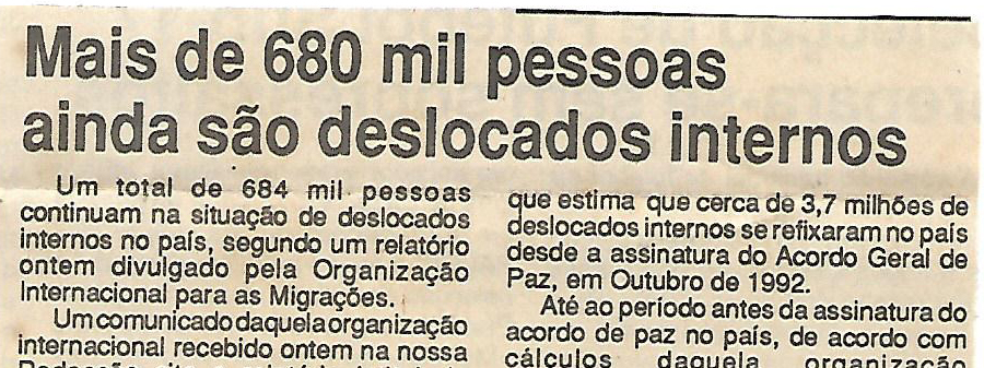 Mais de 680 mil pessoas ainda são deslocados internos – 18 de Novembro de 1994