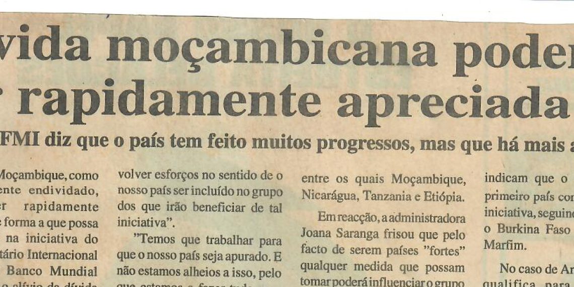 Dívida moçambicana poderá ser rapidamente apreciada – 29 de Abril de 1997