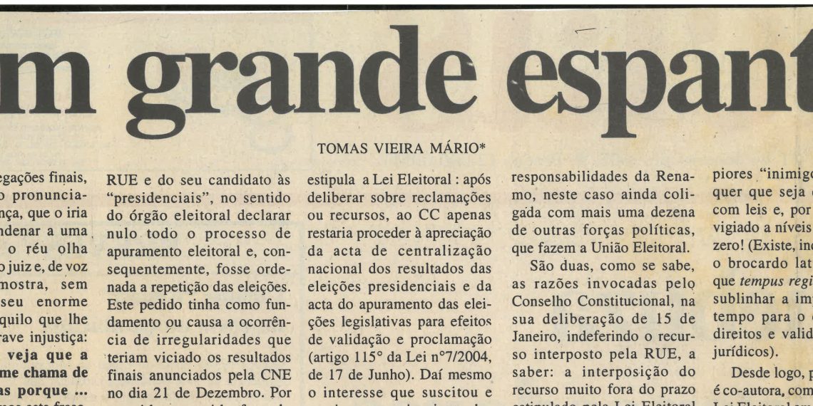 Um grande espanto – 21 de Janeiro de 2005